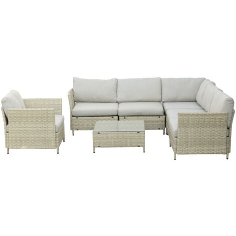 Outsunny Set da Giardino 7 Pezzi Rattan PE con Poltrone e Divanetti con Cuscini