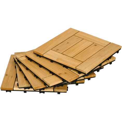 Outsunny set de 27 piezas baldosas de madera baldosas para exteriores 30x30 cm area de 2,43 m² losetas para suelo con sistema de clic para balcón