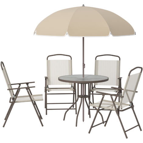 Outsunny Set Mobili da Giardino in Tubi d'Acciaio 6pz con Tavolo e 4 Sedia
