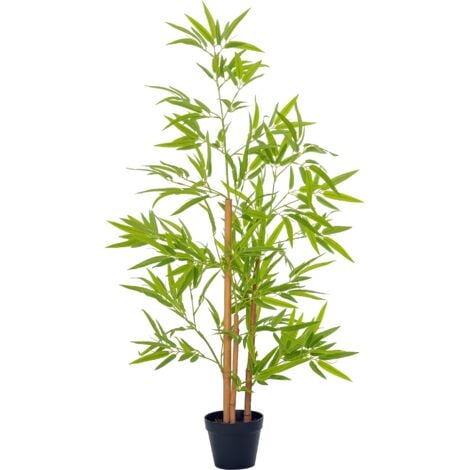 Outsunny Set of 2 120cm/4FT Artificial Bamboo Trees Plant w/ Pot Indoor
