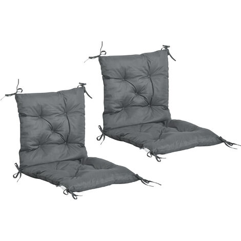 Outsunny Set of 2 Garden Chair Cushions Seat Pad for Outdoor & Indoor Use