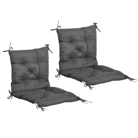 Outsunny Set of 2 Garden Chair Cushions Seat Pad for Outdoor & Indoor Use