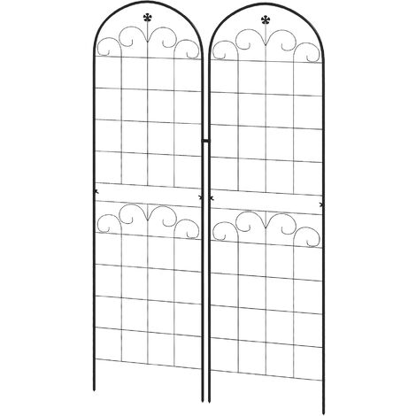 Outsunny Set of 2 Metal Trellis for Climbing Plants, Floral Design, 50 x 180cm