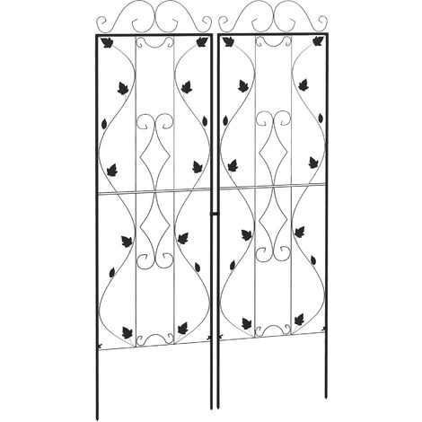 Outsunny Set of 2 Metal Trellis for Climbing Plants, Leaf Design, 50 x 181cm