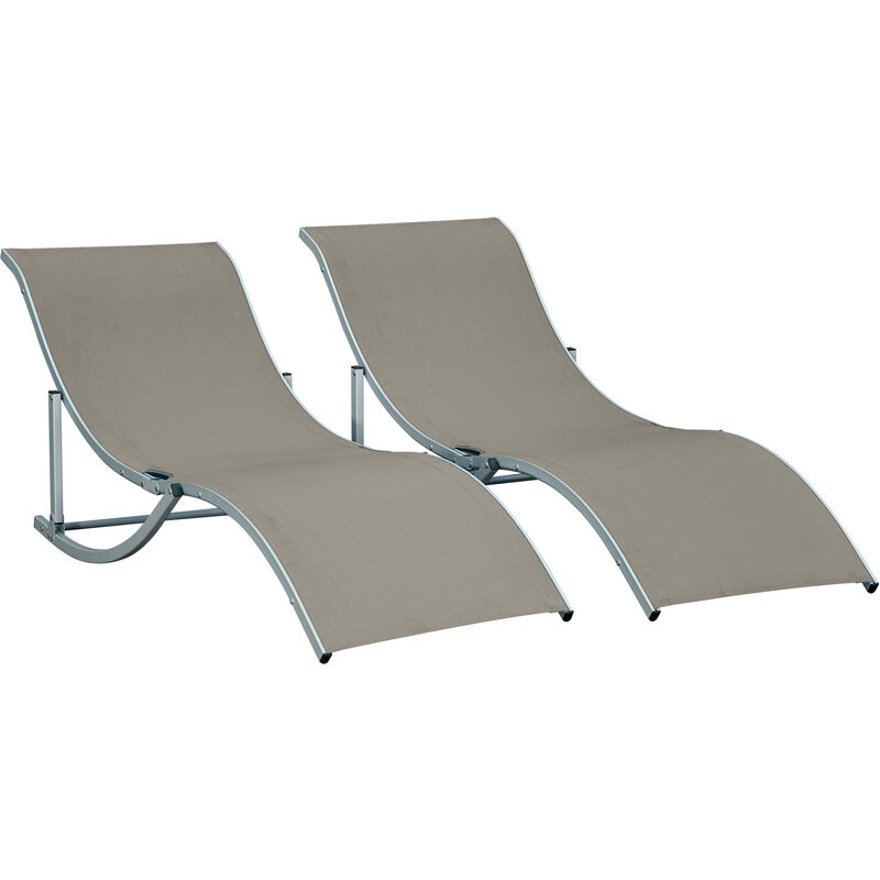 Set of 2 Zero Gravity Lounge Chair Recliners Sun Lounger Light Grey - Outsunny