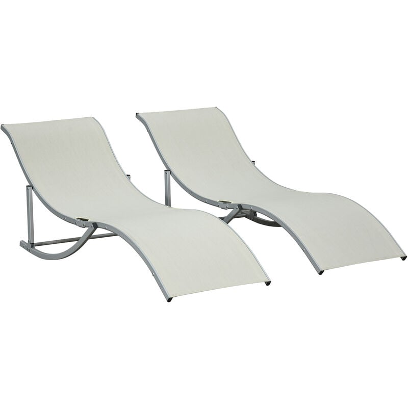 Set of 2 Zero Gravity Lounge Chair Recliners Sun Lounger Beige - Outsunny