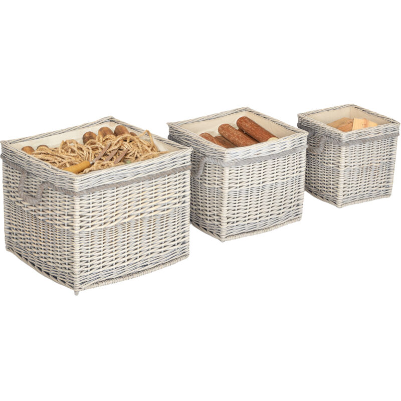 Image of Outsunny Set of 3 Wicker Log&hellip;