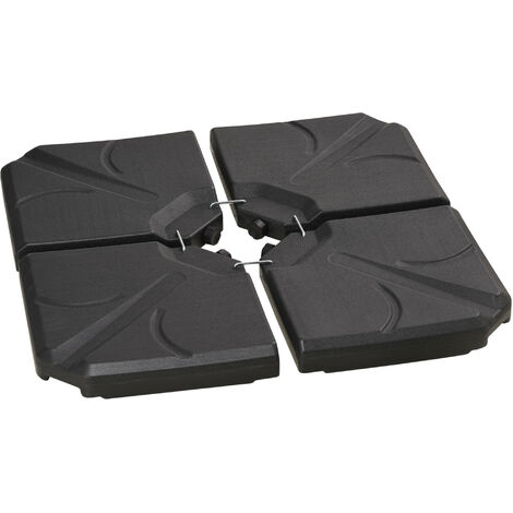Outsunny Set of 4 Banana Parasol Base Stand Water or Sand Filled Weights, Black
