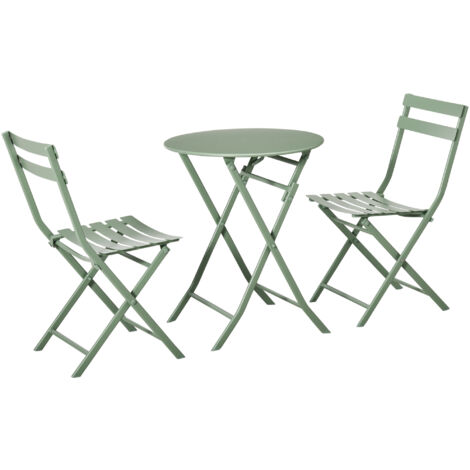 Outsunny Set Tavolo e Sedie da Giardino Pieghevole in Acciaio Verde