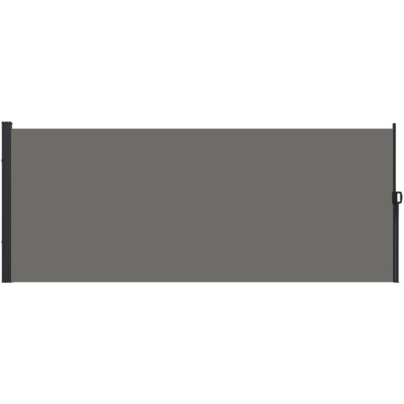 Outsunny Side Awning Retractable, Outdoor Privacy Screen, Dark Grey