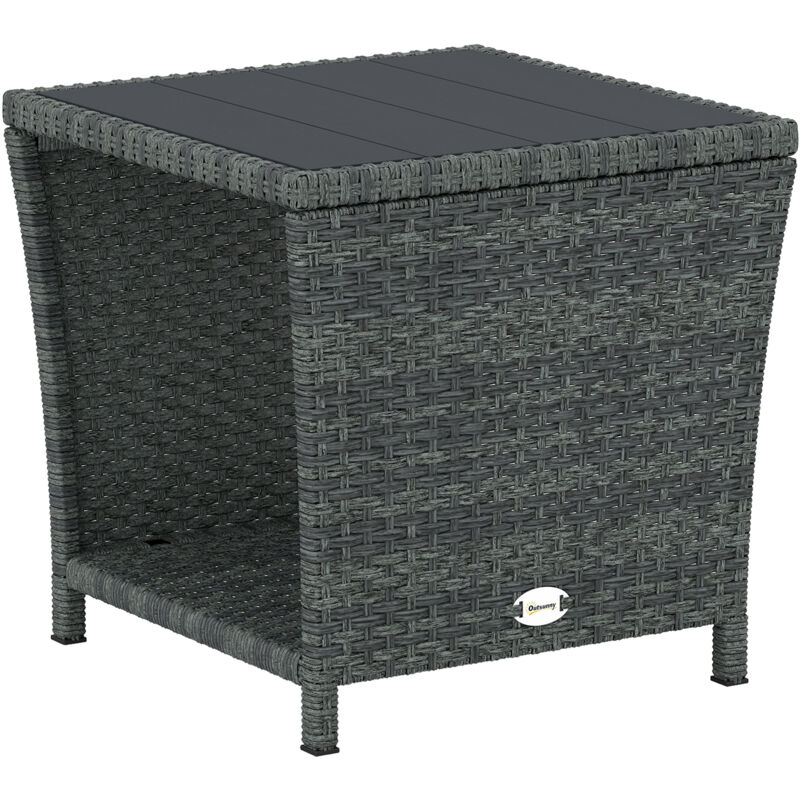 Outsunny Side Table 2-Tier with Storage Shelf/Grey