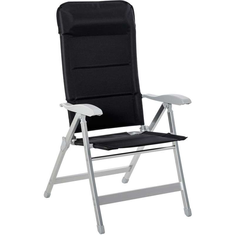 

Outsunny - Silla de Jardín Plegable Aluminio con Respaldo Ajustable en 7 Posiciones Negro - Negro