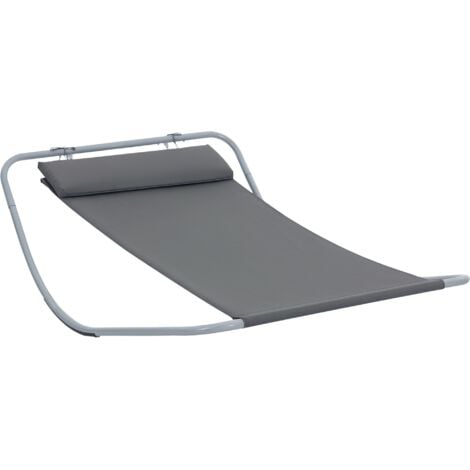 Outsunny Single Texteline Outdoor Hammock Bed Patio Sun LoungerRocker Grey