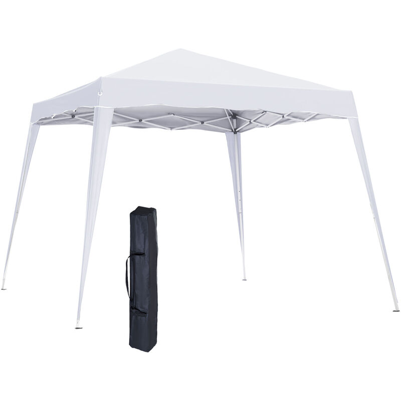 Outsunny - Slant Leg Pop Up Gazebo with Carry Bag, Height Adjustable Party Tent White