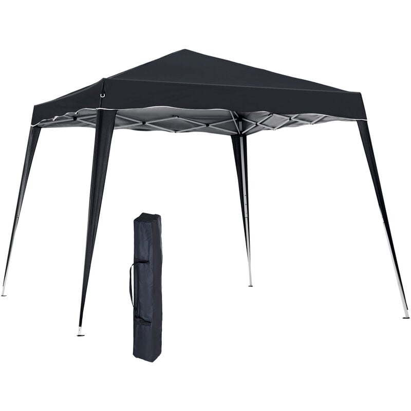 Slant Leg Pop Up Gazebo with Carry Bag, Height Adjustable Party Tent Black - Outsunny