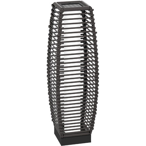 Outsunny Solar Floor Lamp with Auto On/Off LED Lights for Porch, Yard Grey