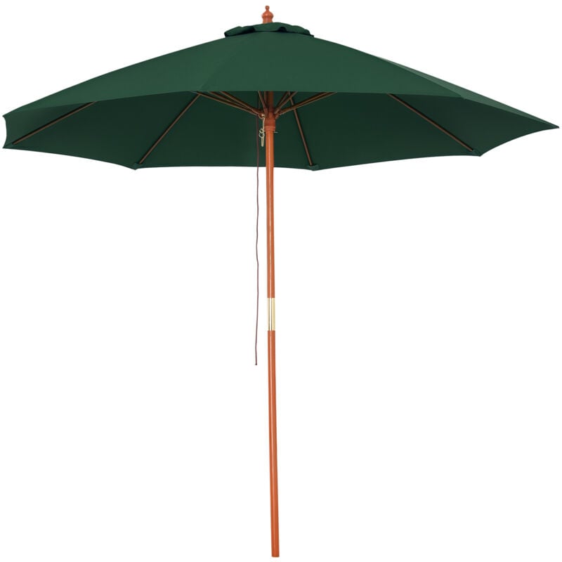 

Outsunny - Sombrilla de Madera Ajustable Ventilación Sistema Polea Ø257x253cm Verde Oscuro - Verde