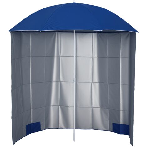 Outsunny sombrilla de playa con panel lateral Ø220x220 cm parasol para terraza con apertura manual 8 varillas de acero y bolsa de transporte