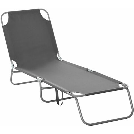 Outsunny Sonnenliege klappbar Gartenliege, Liegestuhl mit 5-Fach verstellbare Rückenlehne, wetterfeste Campingliege, Gartenstuhl bis 120 kg belastbar, für Garten Urlaub Outdoor Strand Pool, Grau