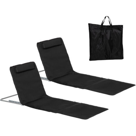 Outsunny Sonnenliege klappbar Gartenliege mit Kopfkissen Liegestuhl mit 5-Fach verstellbare Rückenlehne Strandliege mit Tragetasche Gartenstuhl für Garten Urlaub Outdoor Strand Pool, Schwarz