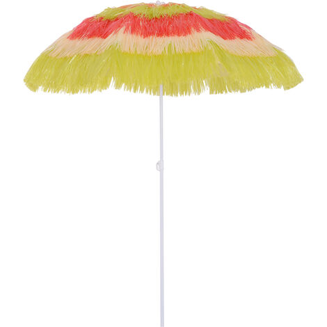 Outsunny Sonnenschirm Strand Ø160cm windfest stabil Strandschirm höhenverstellbar und neigbar Balkon-Schirm faltbarer Gartenschirm für Reisen, Strand, Balkon Mehrfarbig