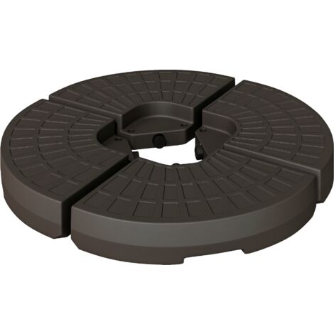 Outsunny Sonnenschirmständer 4-teilig, Schirmgewicht, Schirmständer, Bodenkreuz befüllbar mit Sand/Wasser bis 25/17 kg, Gewichte Sonnenschirmfuß HDPE Kaffee