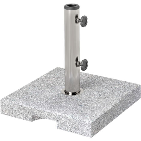 Outsunny Sonnenschirmständer aus Granit 21kg Schirmständer, Quadratisch Schirmhalter, Schirmgewicht, Ständer für Sonnenschirm 32/38/48mm Rohrdurchmesser, für Balkon, Terasse, Garten, Grau