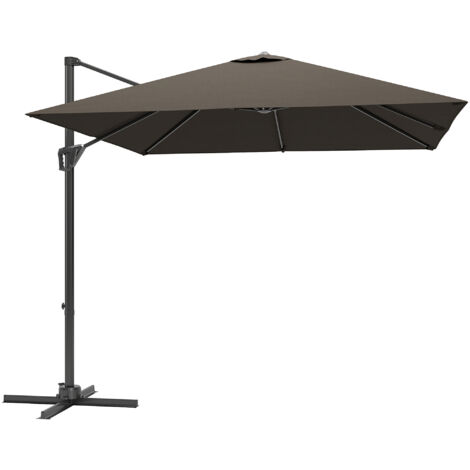 Outsunny Square Cantilever Roma Parasol 360 Degree Rotation Hand Crank, Tan