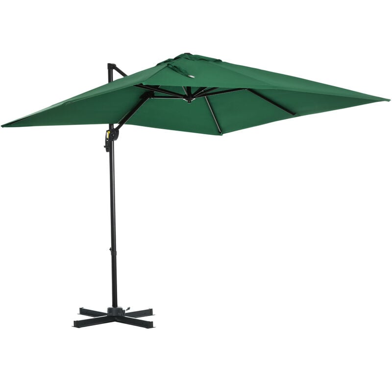 Square Cantilever Roma Parasol 360° Rotation w/ Hand Crank Green - Outsunny