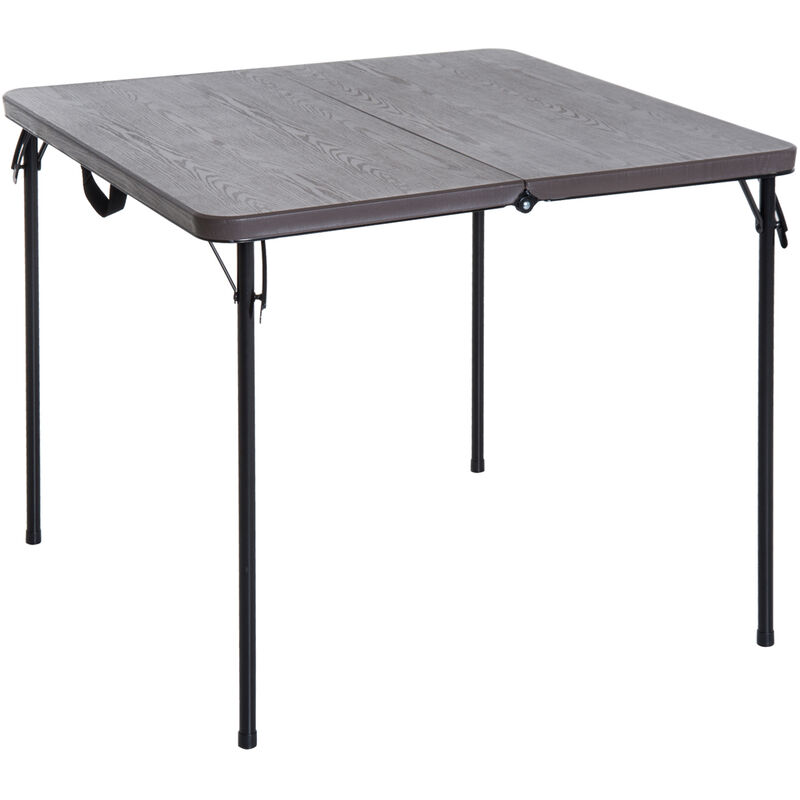 Outsunny Square Folding Picnic Table Outdoor Bbq Party Brown 86 X 86cm
