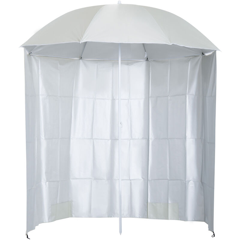 Outsunny Steel Beach Parasol Sun Shelter Side Canopy Carry Bag 7ft - Cream White