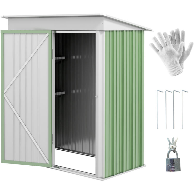 Outsunny - 5x3ft Steel Small Garden Shed, Outdoor Lean-to Shed Green