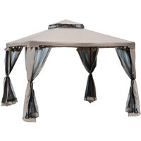 Gazeboarquees Outsunny Steel Outdoor Gazebo Canopy Event Shelter Sunshade W Netting Roof 2 95m