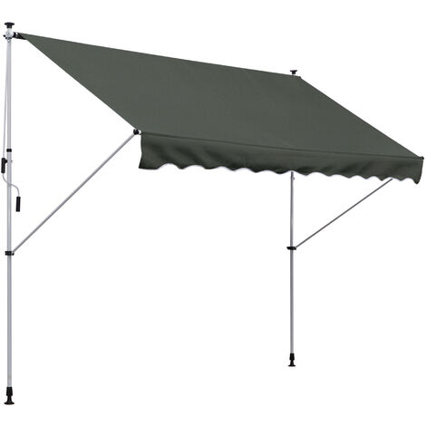 Outsunny – Store banne manuel rétractable 3L x 1,5L m – Inclinaison et hauteur réglables – Tissu polyester 280 g/m² anti-UV – Installation rapide