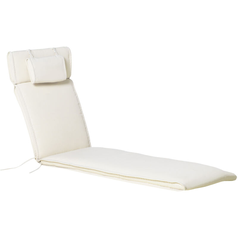 Outsunny Sun Lounger Padded Chair Cushion Side Ties Outdoor Garden Patio Cream White
