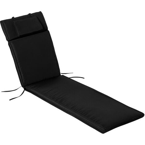 Outsunny Sun Lounger Padded Chair Cushion Side Ties Outdoor Garden Patio Black