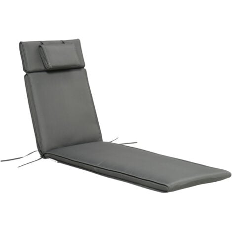 Outsunny Sun Lounger Padded Chair Cushion Side Ties Outdoor Garden Patio Grey