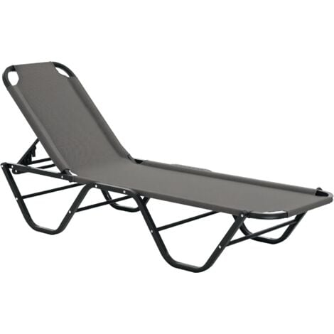 Outsunny Sun Lounger Relaxer Recliner with 5-Position Adjustable Backrest Grey