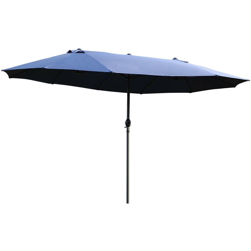 Sun Umbrella Canopy Double Sided Garden Patio Shade Brown 4.6M Blue - Outsunny