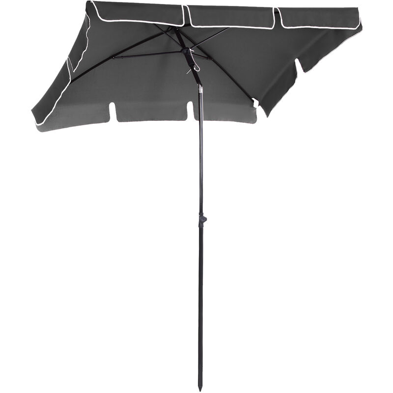 Aluminium Sun Umbrella Parasol Patio Rectangular 2M x 1.3M Grey - Outsunny