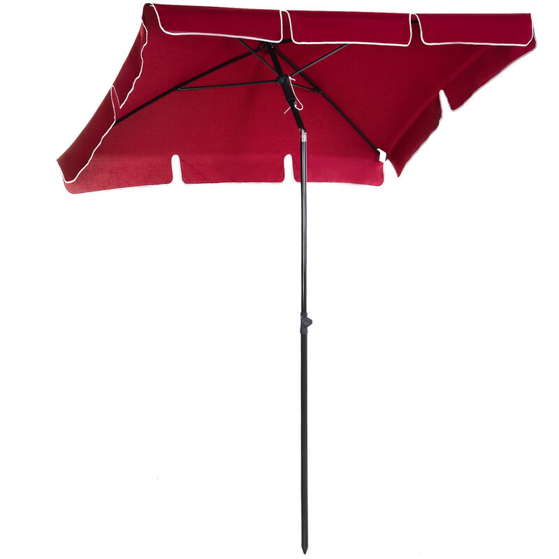 Aluminium Sun Umbrella Parasol Patio Rectangular 2M x 1.3M Red - Outsunny