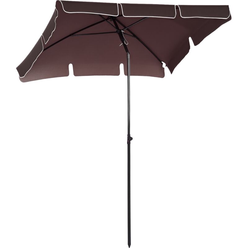Outsunny Aluminium Sun Umbrella Parasol Patio Rectangular 2M x 1.3M Brown