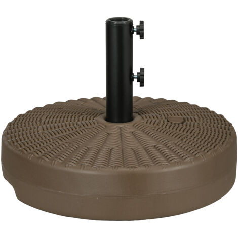 Outsunny Supporto Ombrellone con Manopole Incorporate in HDPE e Acciaio Marrone