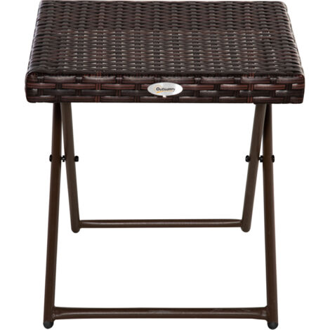 Outsunny table basse cosy chic pliable 40x40x40 cm acier rotin marron