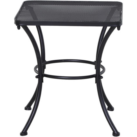 Outsunny Tavolino da Esterno Quadrato con Piano Traforato 45x45x50cm Nero