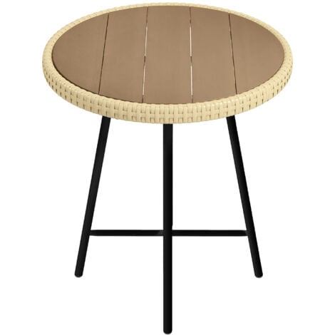 Outsunny Tavolino da Giardino in Rattan e Plastica di Legno Grigio Nero