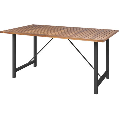 Outsunny Tavolo da Esterno a Doghe 160x90cm in Legno di Acacia e Acciaio, Teak