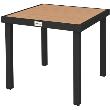 Outsunny Tavolo da Giardino per 8 Persone in Alluminio e Plastica, Nero e Color Legno