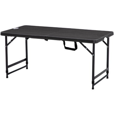 Outsunny Tavolo da Giardino Pieghevole per 4 Persone con Altezza Regolabile, Acciaio e HDPE, Grigio Scuro