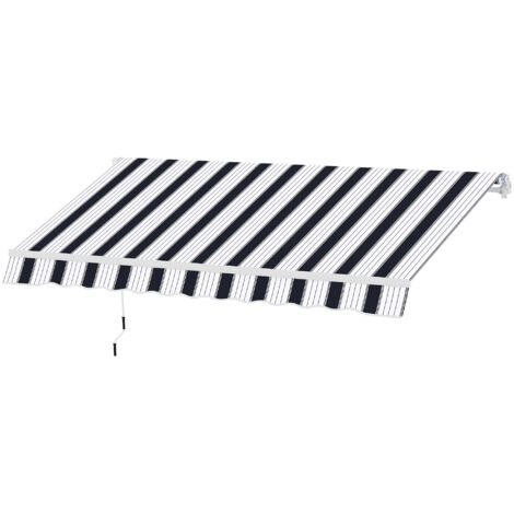 Outsunny Tenda da Sole 2.5x2 m Avvolgibile Manuale da Esterno Blu e Bianco